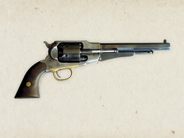Revolver URR (úprava perkusního revolveru Remington cal.44; ponechána původní mířidla a nefunkční nabíjecí páka)